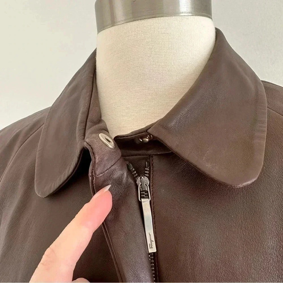 Salvatore Ferragamo Genuine Leather Jacket Brown Italy S - Picture 5 of 14